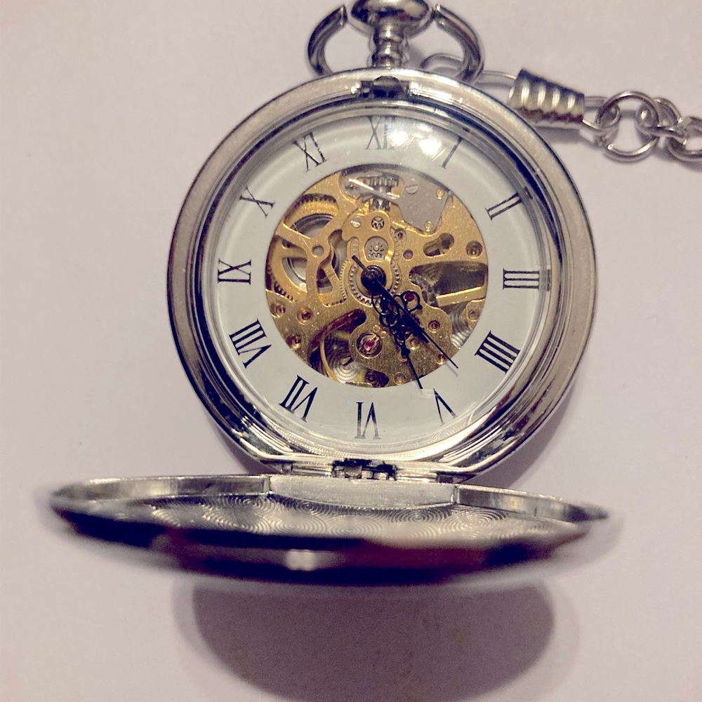 Steampunk minimalist mechanical pocket watch